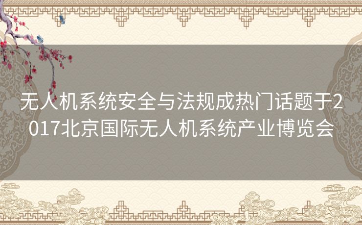 无人机系统安全与法规成热门话题于2017北京国际无人机系统产业博览会