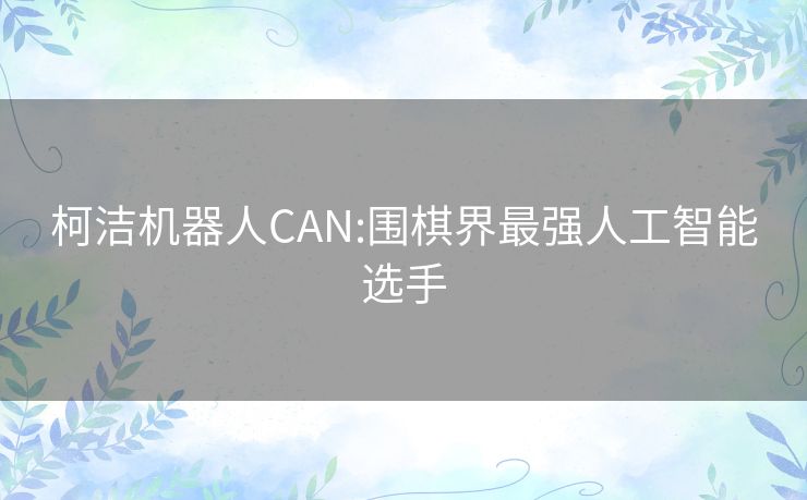 柯洁机器人CAN:围棋界最强人工智能选手