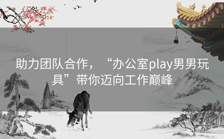 助力团队合作，“办公室play男男玩具”带你迈向工作巅峰