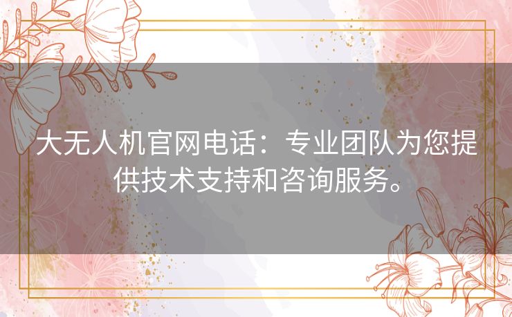 大无人机官网电话：专业团队为您提供技术支持和咨询服务。