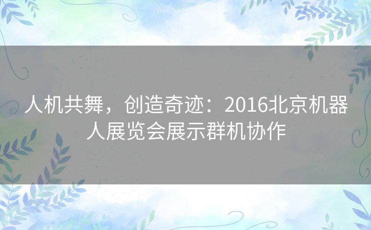 人机共舞，创造奇迹：2016北京机器人展览会展示群机协作