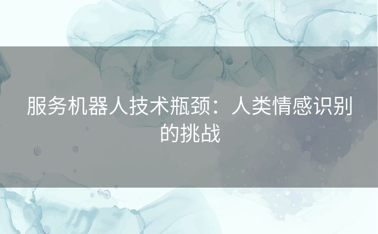 服务机器人技术瓶颈：人类情感识别的挑战