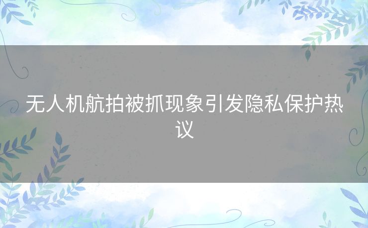 无人机航拍被抓现象引发隐私保护热议