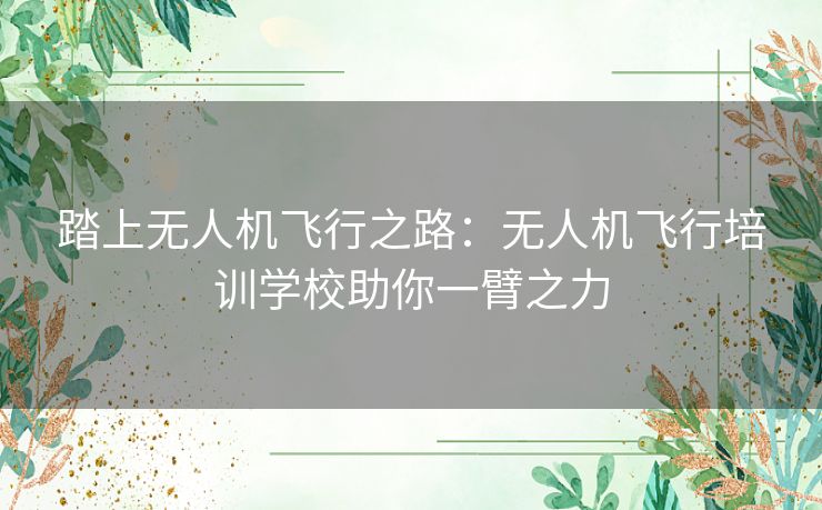 踏上无人机飞行之路：无人机飞行培训学校助你一臂之力