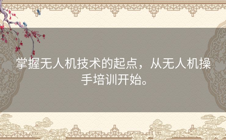 掌握无人机技术的起点，从无人机操手培训开始。