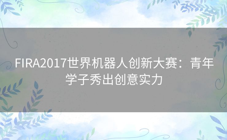 FIRA2017世界机器人创新大赛：青年学子秀出创意实力