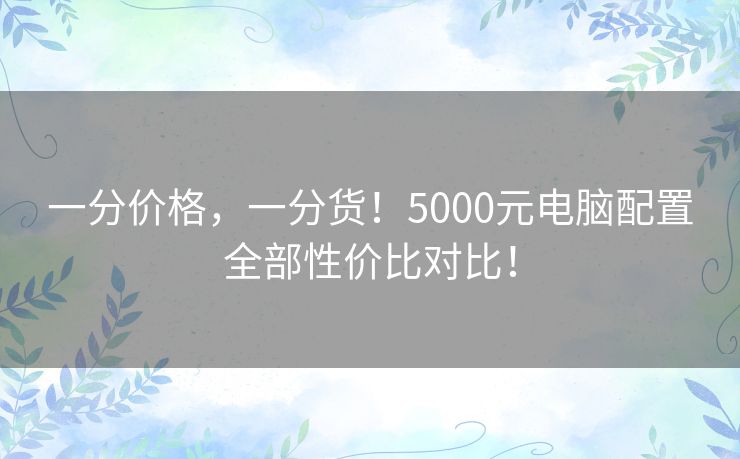 一分价格，一分货！5000元电脑配置全部性价比对比！