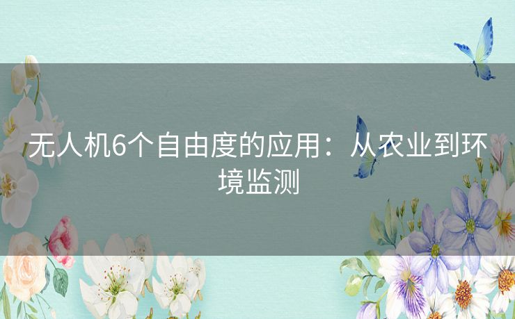 无人机6个自由度的应用：从农业到环境监测