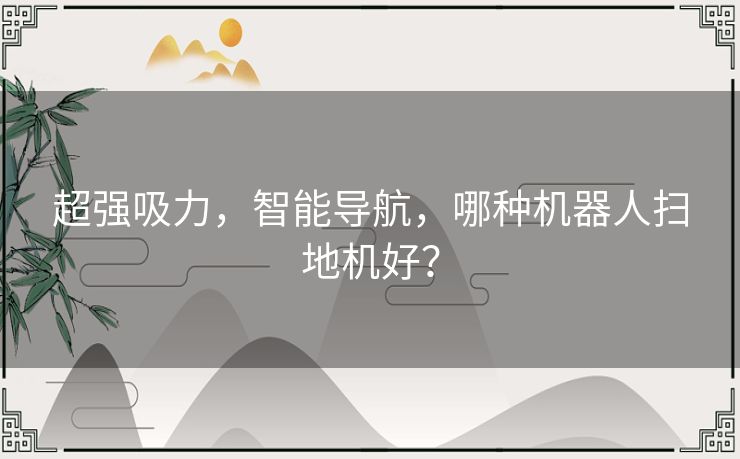 超强吸力，智能导航，哪种机器人扫地机好？