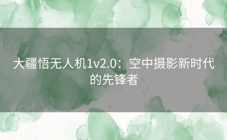 大疆悟无人机1v2.0：空中摄影新时代的先锋者