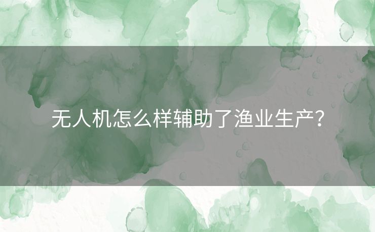 无人机怎么样辅助了渔业生产？