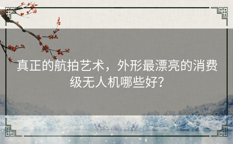 真正的航拍艺术，外形最漂亮的消费级无人机哪些好？