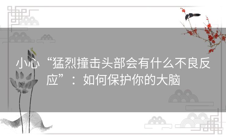 小心“猛烈撞击头部会有什么不良反应”：如何保护你的大脑