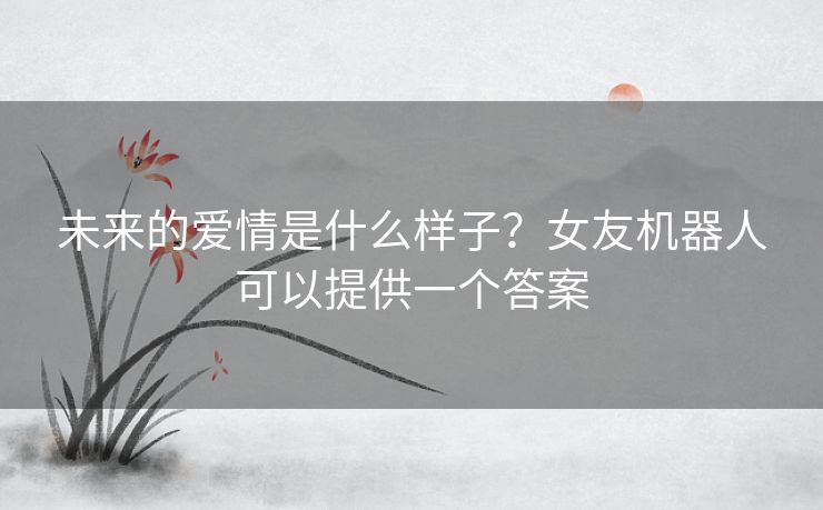 未来的爱情是什么样子？女友机器人可以提供一个答案