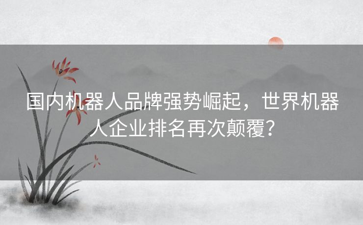 国内机器人品牌强势崛起，世界机器人企业排名再次颠覆？