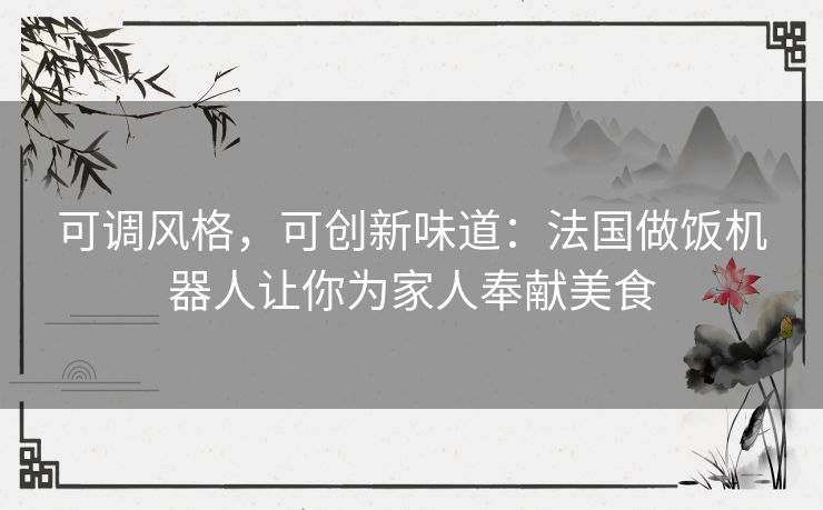 可调风格，可创新味道：法国做饭机器人让你为家人奉献美食