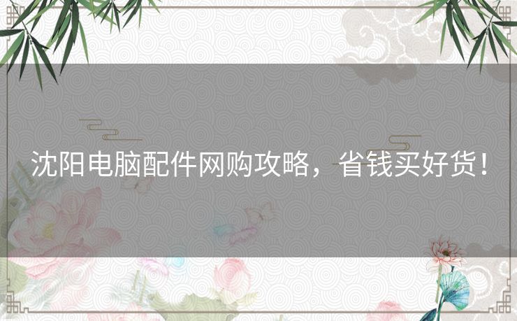 沈阳电脑配件网购攻略，省钱买好货！