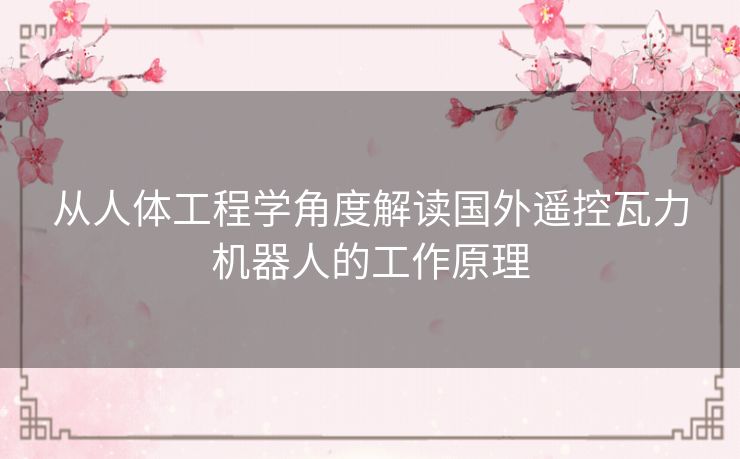 从人体工程学角度解读国外遥控瓦力机器人的工作原理
