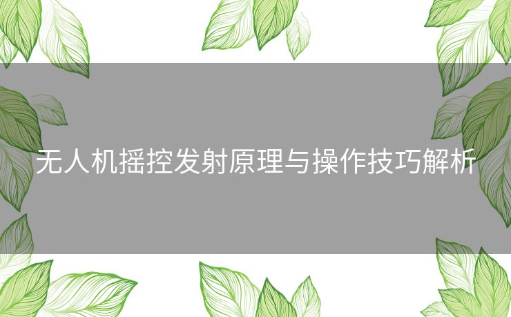无人机摇控发射原理与操作技巧解析