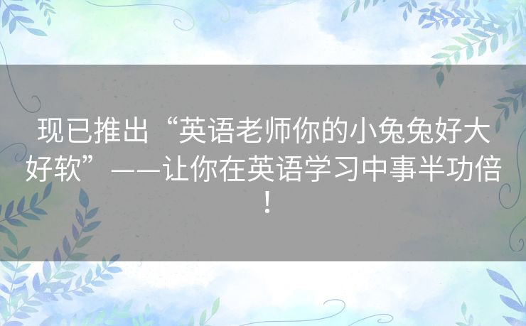 现已推出“英语老师你的小兔兔好大好软”——让你在英语学习中事半功倍！
