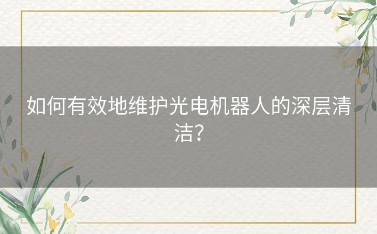 如何有效地维护光电机器人的深层清洁？