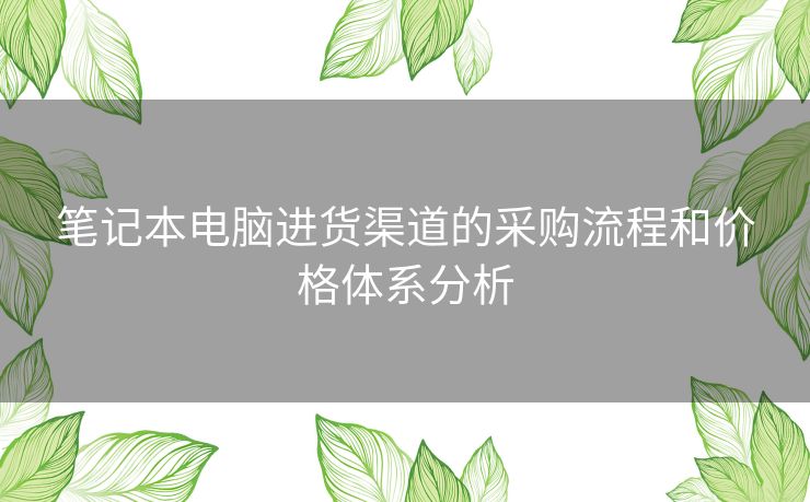 笔记本电脑进货渠道的采购流程和价格体系分析