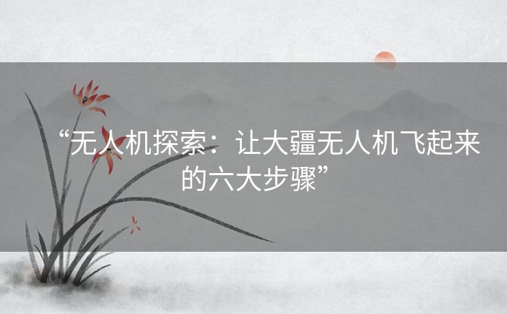 “无人机探索：让大疆无人机飞起来的六大步骤”
