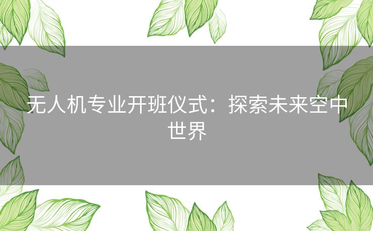 无人机专业开班仪式：探索未来空中世界