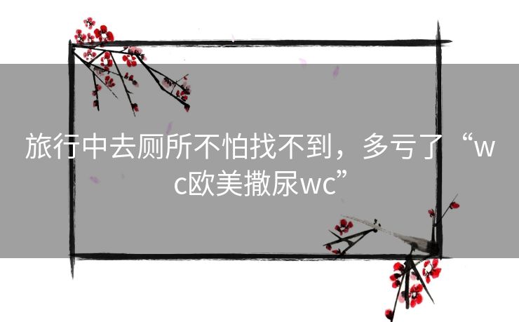 旅行中去厕所不怕找不到，多亏了“wc欧美撒尿wc”