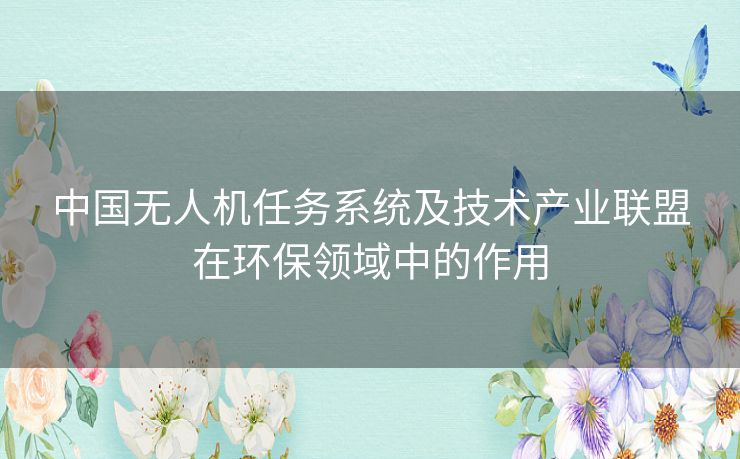 中国无人机任务系统及技术产业联盟在环保领域中的作用