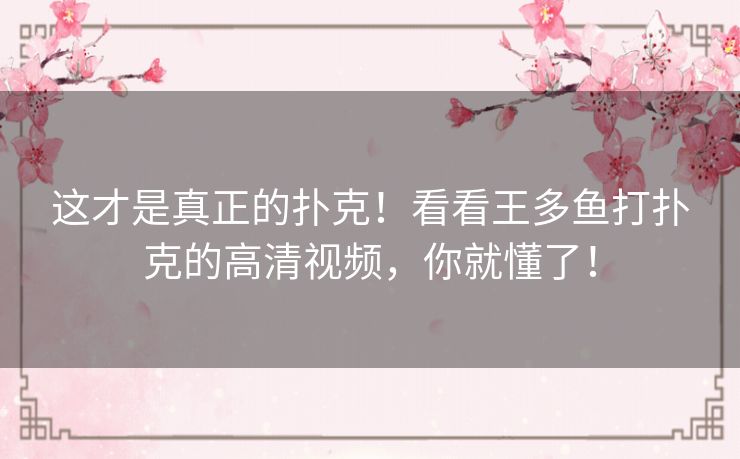 这才是真正的扑克！看看王多鱼打扑克的高清视频，你就懂了！