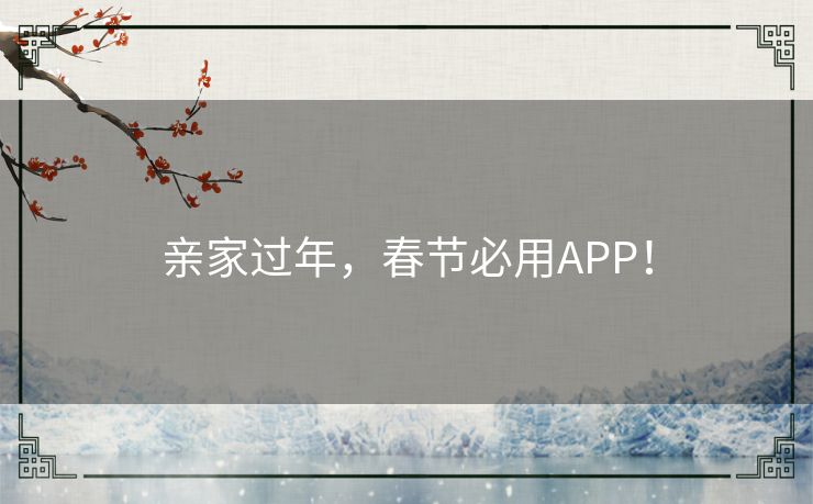 亲家过年，春节必用APP！