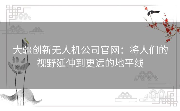 大疆创新无人机公司官网：将人们的视野延伸到更远的地平线