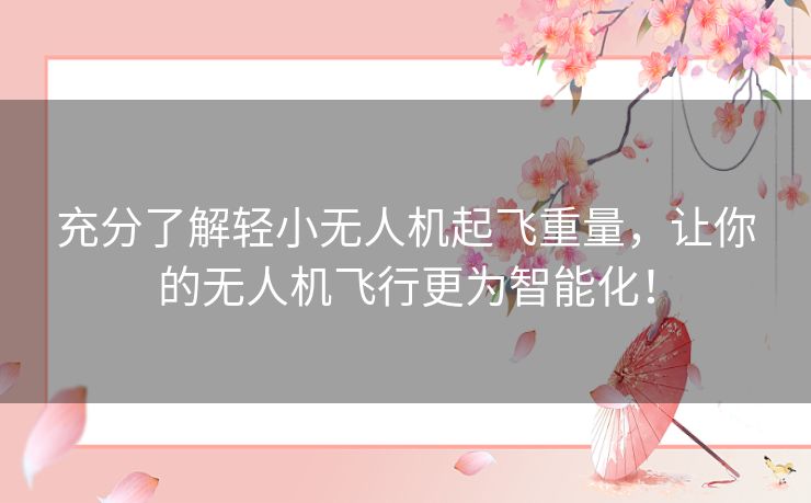 充分了解轻小无人机起飞重量，让你的无人机飞行更为智能化！