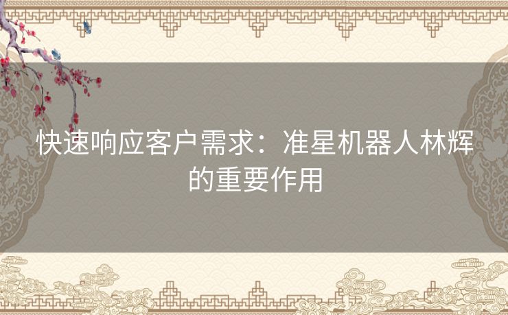 快速响应客户需求：准星机器人林辉的重要作用