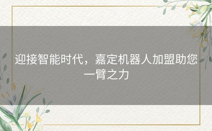 迎接智能时代，嘉定机器人加盟助您一臂之力