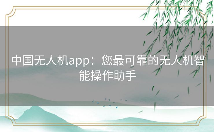 中国无人机app：您最可靠的无人机智能操作助手