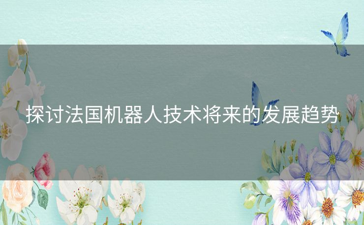 探讨法国机器人技术将来的发展趋势
