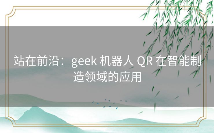 站在前沿：geek 机器人 QR 在智能制造领域的应用