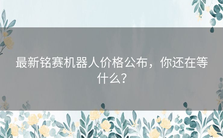 最新铭赛机器人价格公布，你还在等什么？