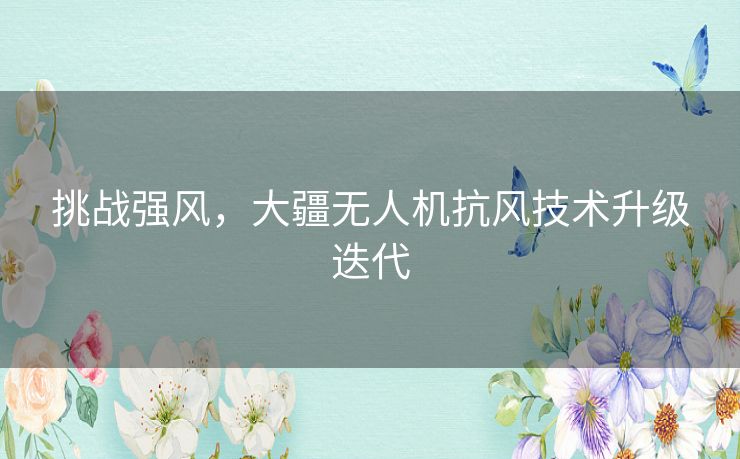 挑战强风，大疆无人机抗风技术升级迭代